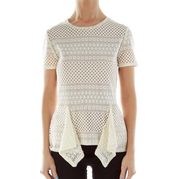 BCBG MaxAzria Cream Beige Textured Blouse - Picture 1 of 3